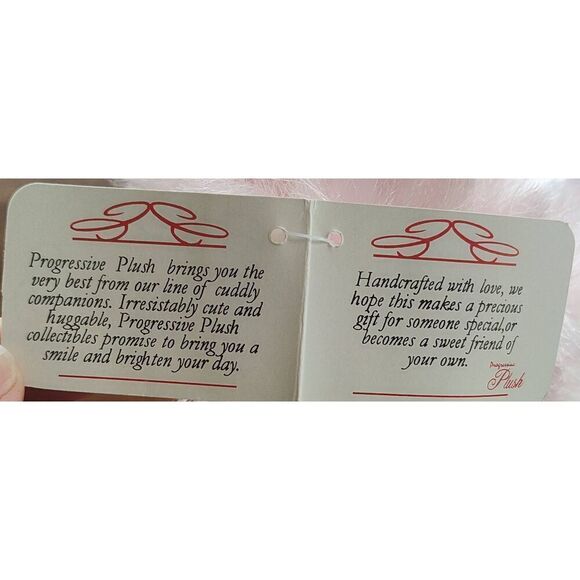 Vintage Progressive Plush Teddy Bear Soft Pink Bow 13" Stuffed Animal Toy origin - Picture 11 of 13